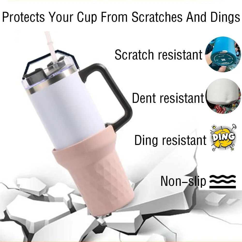 40oz Cup Protective Silicone Boot Solid Color Bottle Bottom Cover Protector Rubber Sleeves for Stanley Upgrade Fall Prevention view 5