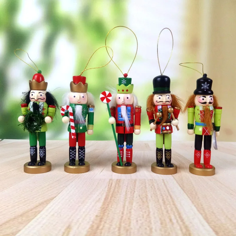 12CM Movable doll puppets Boutique nutcracker New soldier walnuts people wood hand-painted walnut gifts 5pcs/lot HT143