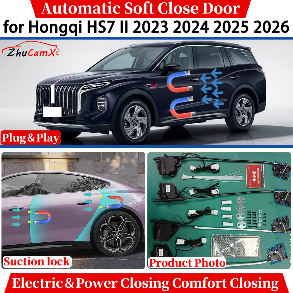 for Hongqi HS7 II 2023 2024 2025 2026 Automatic Soft Close Door Electric Power Comfort Closing Suction lock Quiet System