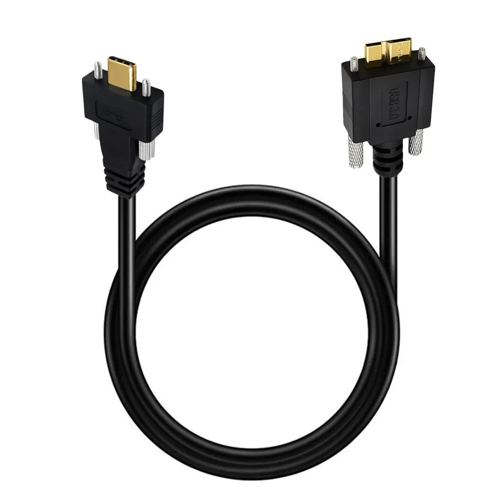 Type C Panel Mount Data Cable, USB C to USB Micro B with Screw Lock Hardware for Control Unit and Housing Install Work 0.6M 1M
