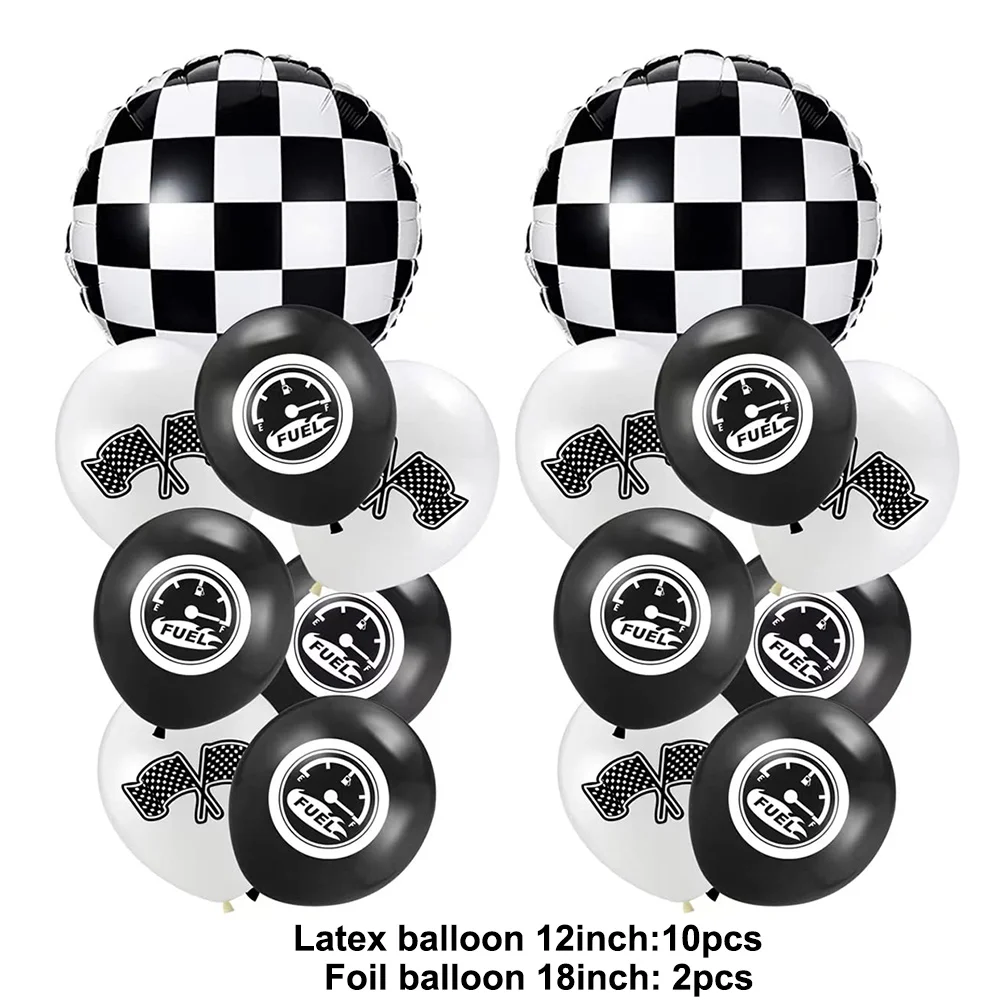 12pcs Hot Wheels Balloon Race Car Theme Party Decorations wheel Balloon Checkered Balloon Kids Children Car Birthday Supplies