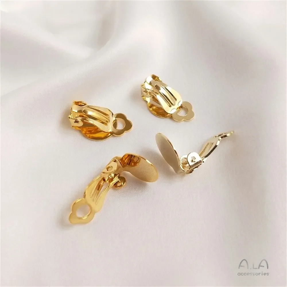 

14K Gold Coated Patch Ear Clip with Copper Plating 18K Gold Without Ear Hole Earring Accessories DIY Handmade Jewelry Material