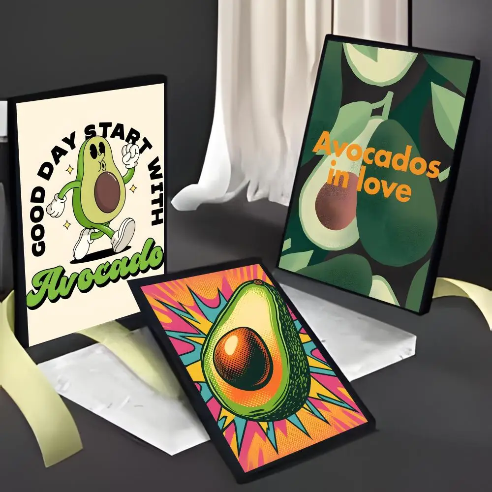 Creamy Green Superfood A-Avocado Illustration Poster American Film Mural Home Childrens Room Wall Decor Print