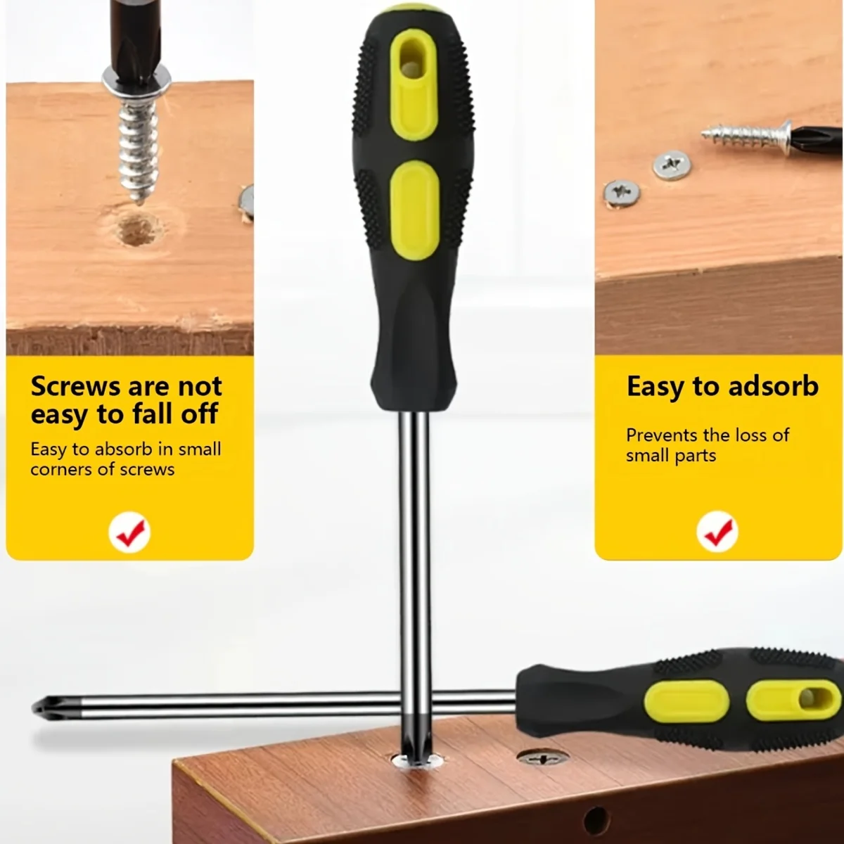 2-teiliges Schraubendreher-Set mit magnetischer Spitze, Kreuzschlitz und flach, Reparaturwerkzeuge für Heimwerker und Elektronik, Kissengriff, professionelle Handwerkzeuge – Detail 5