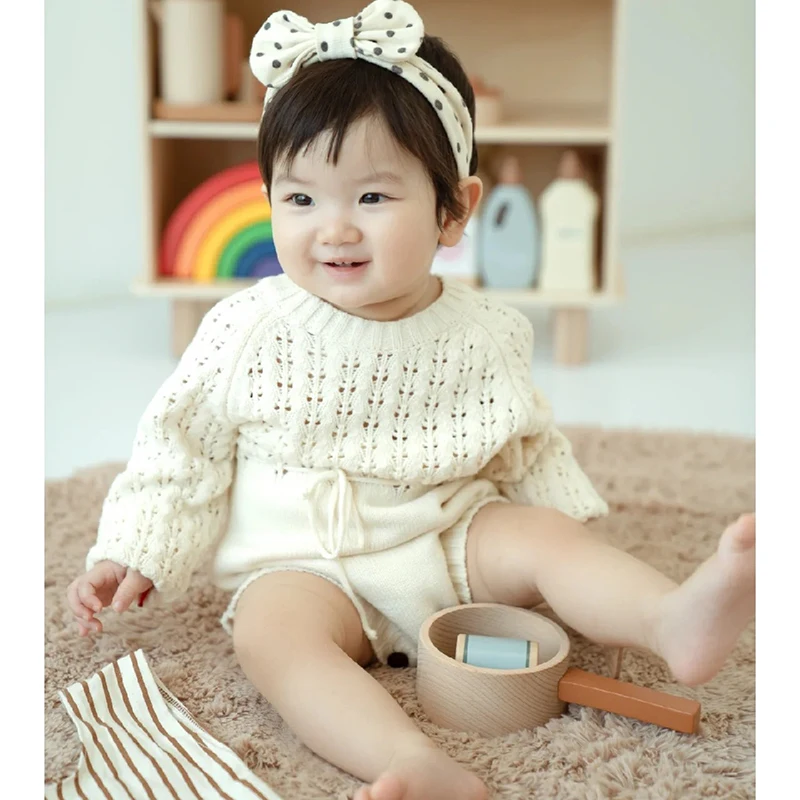 

2025 Autumn Knit Baby Clothes Baby Clothes Knit Girls Romper Spring Long Sleeve Baby Girl Knit Hollow Out Rompers Baby Jumpsuit