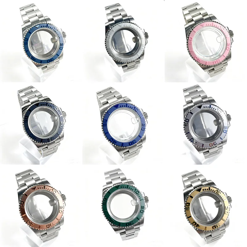 

40 мм NH34 NH35 NH36 NH38 NH39 NH70 ETA2824 PT5000 Механизм Серебряные часы Корпус SUB Керамический безель Сапфир