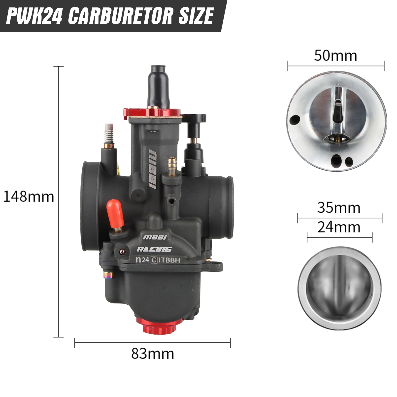 NIBBI PWK Racing Vergaser PWK24/26/28/30/32/34/36/38/40mm Vergaser mit Power Jet für Yamaha KawasakiSuzuki Motorrad Teil – Detail 3