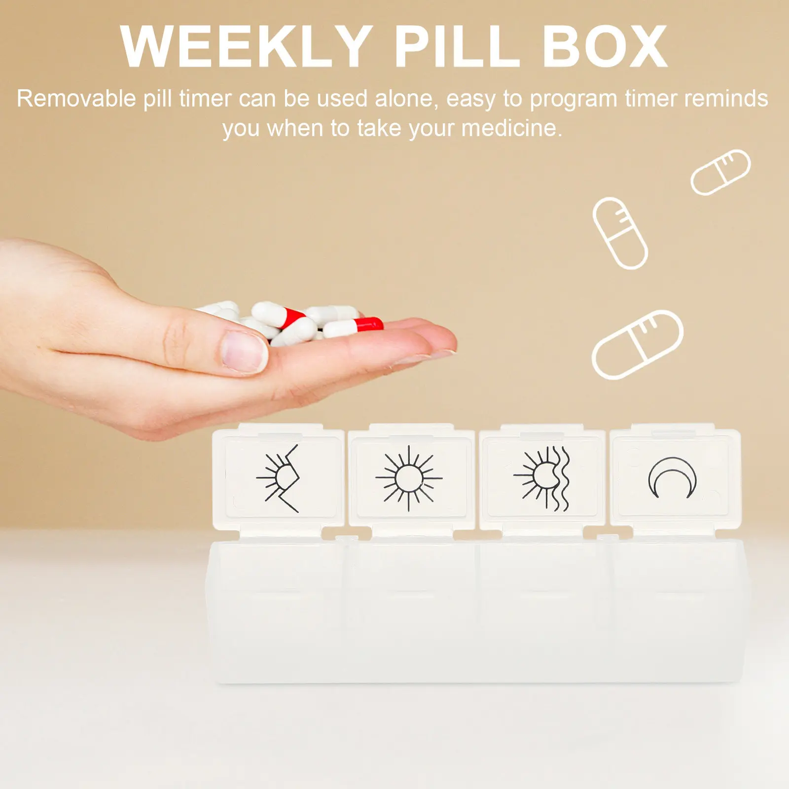 Weekly Pill Box Digital Organizer 7 Days 28 Compartments Loud Alarm Reminder Removable Timer Travel Medicine Case Portable