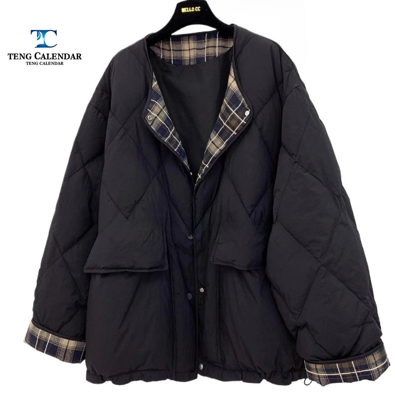 Grid Down Jacket, Korean Versatile Warm Diamond Grid Jacket, Women's 2025 Winter New Style