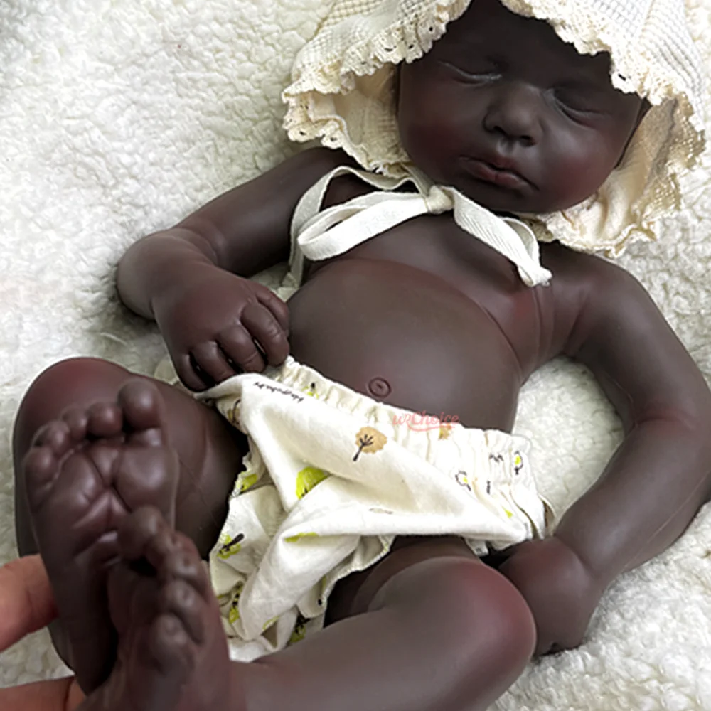 Muñeca bebé renacida de silicona realista de 20 pulgadas, color negro, hecha a mano, con peso, realista, para recién nacidos, regalo coleccionable, muñeca durmiente.