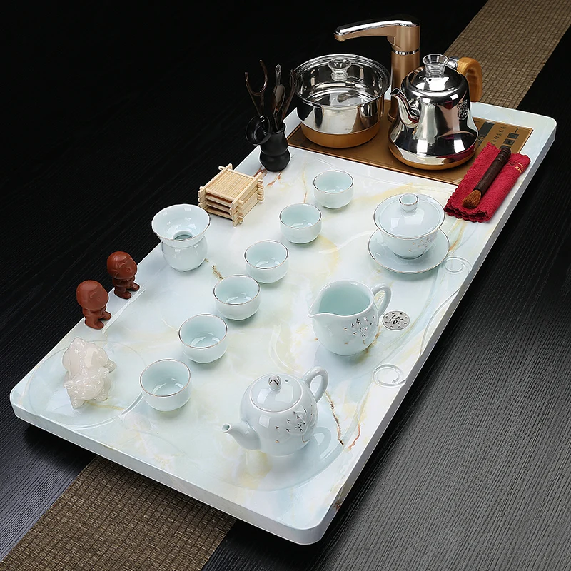 Tea Tray Set Chinese Style Living Room Home Kung Fu Tea Table Tea Set Automatic Kettle Integrated Stone Tray