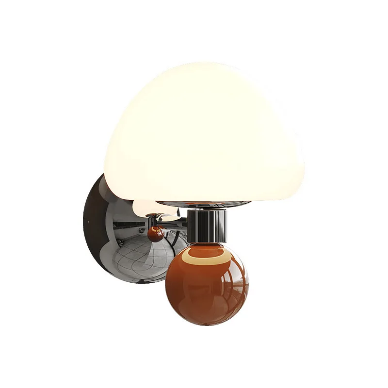 Mushroom Cream Style Wall Sconce, Bedside Small Pendant Light, Creative Eye-Care Wall Lamp for Master Bedroom, Living Room, Nurs