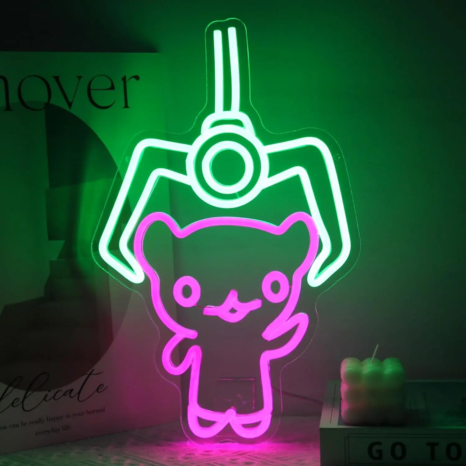 Claw Machine Cat Neon Light Dimmable USB Neon Sign for Arcade Bar Man Cave Game Center Party Kids Birthday Party Playroom Decor