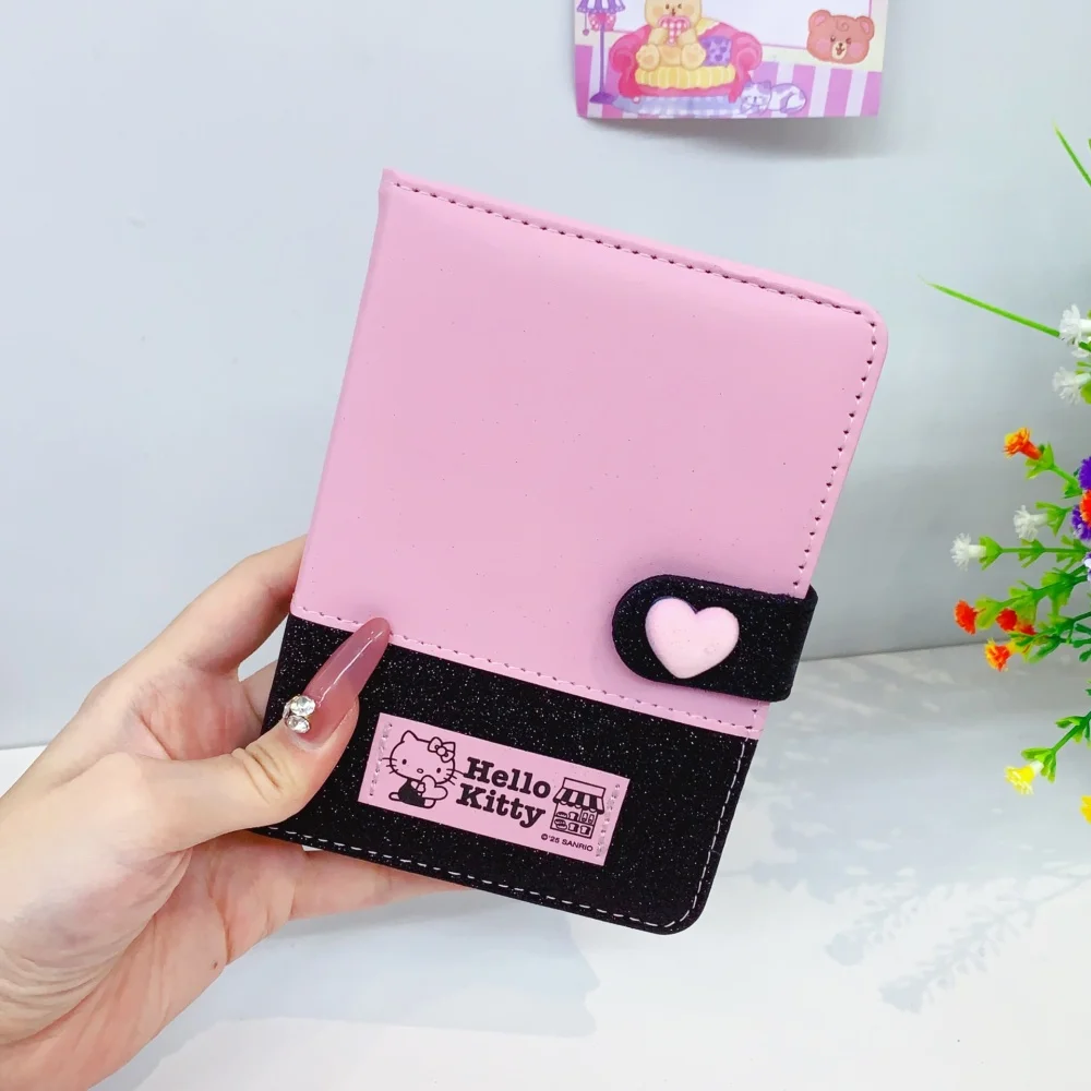 

Genuine Sanrio Hello Kitty A6 PU Leather Magnetic Buckle Diary Black Pink Cute Notebook Girls Gift Stationery Supplies