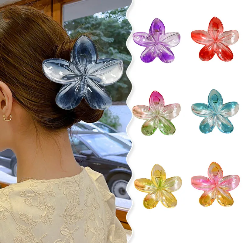 

AISHG Gradient Flower Hair Claw Clips Non-Slip Hair Clips for Women Cute Shark Clips Hawaiian Hair Flower Clip Large Plumeria