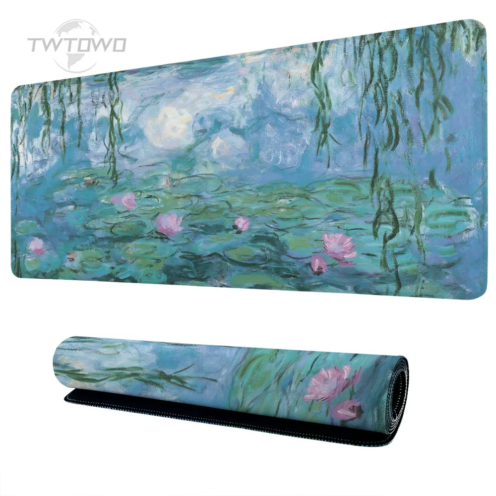Mouse Pad Gamer Impressionist Water Lilies Monet XL Home Large Mousepad XXL Mouse Mat Non-Slip Office Carpet Table Mat