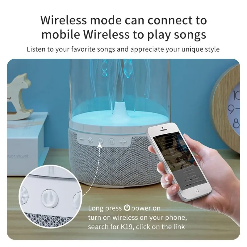 Lâmpada de água-viva colorida criativa, alto-falante bluetooth, alto-falante luminoso com luzes, escritório em casa e decoração do quarto, 3 em 1