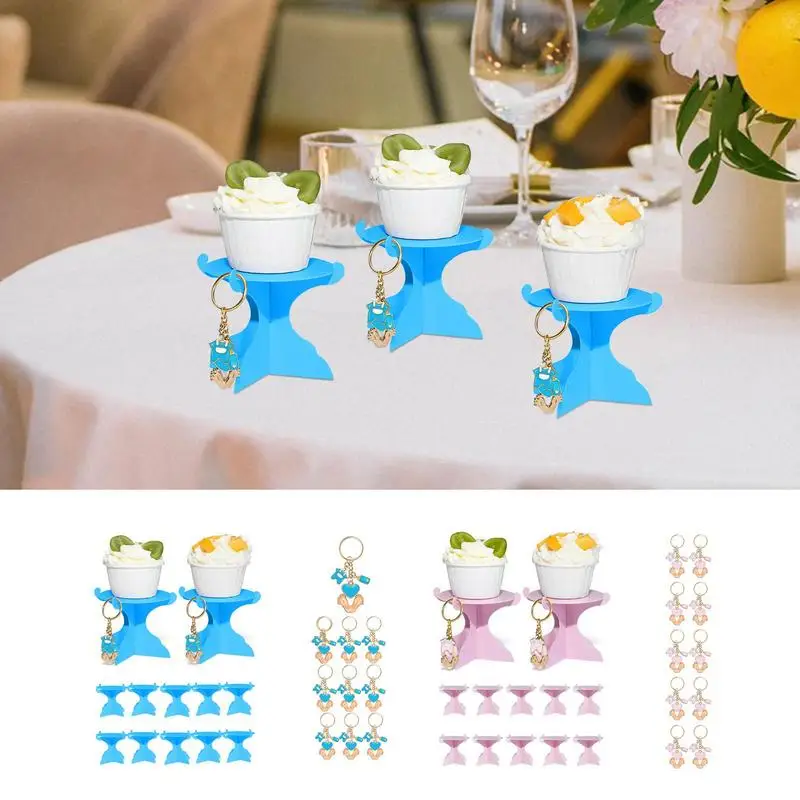 

12Pcs Cupcake Stand with Keychain Set For Baby Shower Birthday Gender Reveal Party Decorations Favor Gifts For Guest