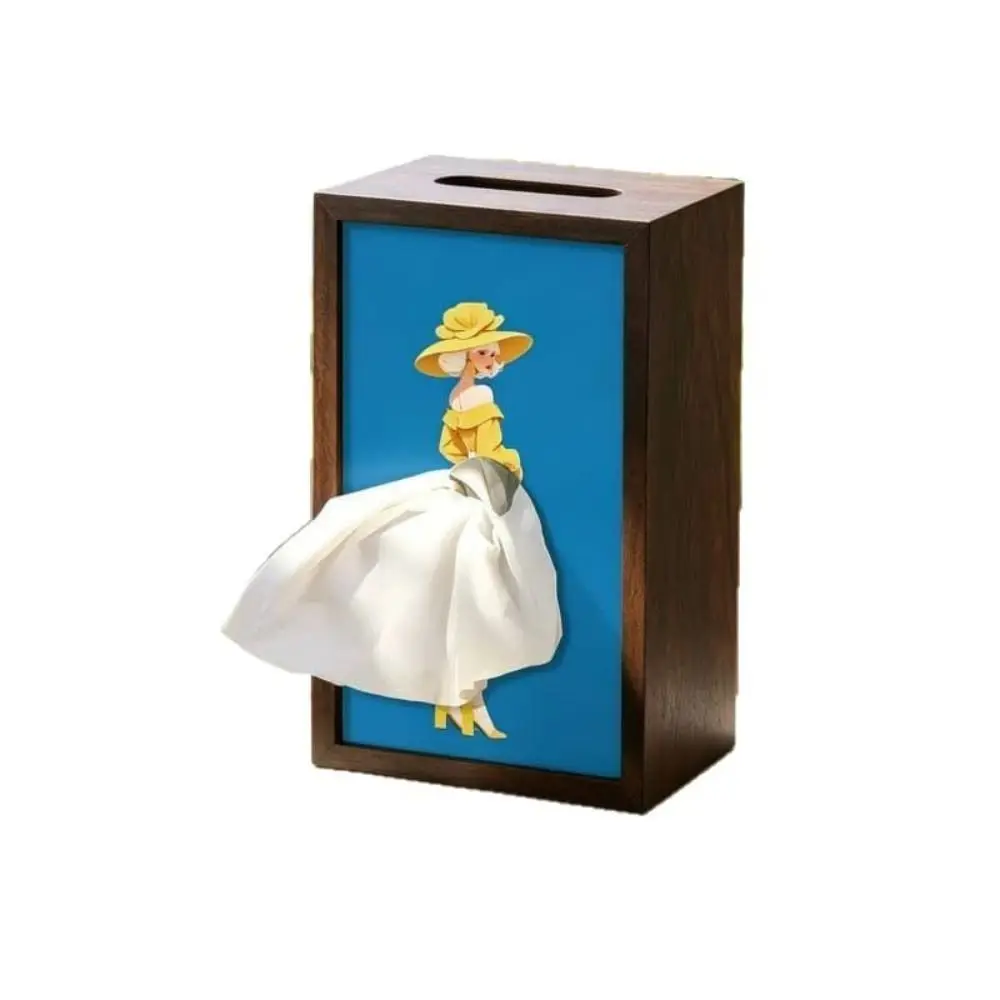 Wooden Desktop Ballet Tissue Box Luxury Art Unique Wooden Tissue Box Ballerina Skirt Soaring Skirt Napkin Holder Home Decor