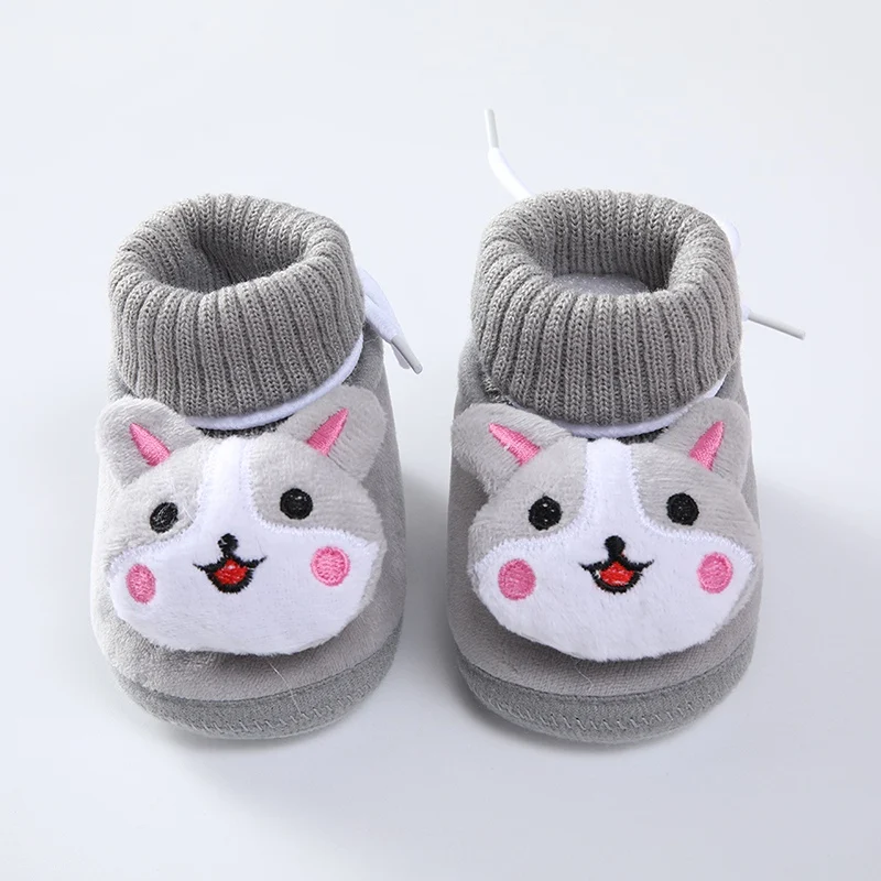 Winter Baby Snow Boots Multiple Colors Cute Cartoon Animal Warm Plush Indoor Floor Shoes Infant Newborn Toddler Baby Shoes