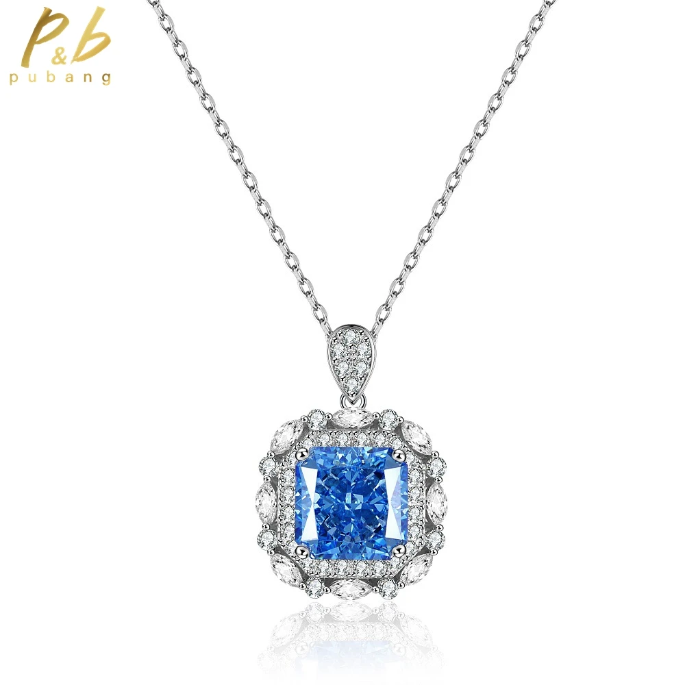 

PuBang Fine Jewelry Full Gemstone Sparkling Pendant Necklace 925 Sterling Silver Created Moissanite for Women Gift Drop Shipping