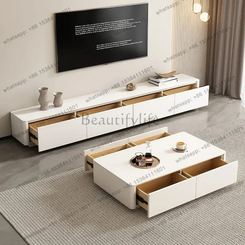 LDNordic Rock Slab Coffee Tables for Living Room Simple White TV Cabinet Tea Table Set Modern Center Table   Furniture