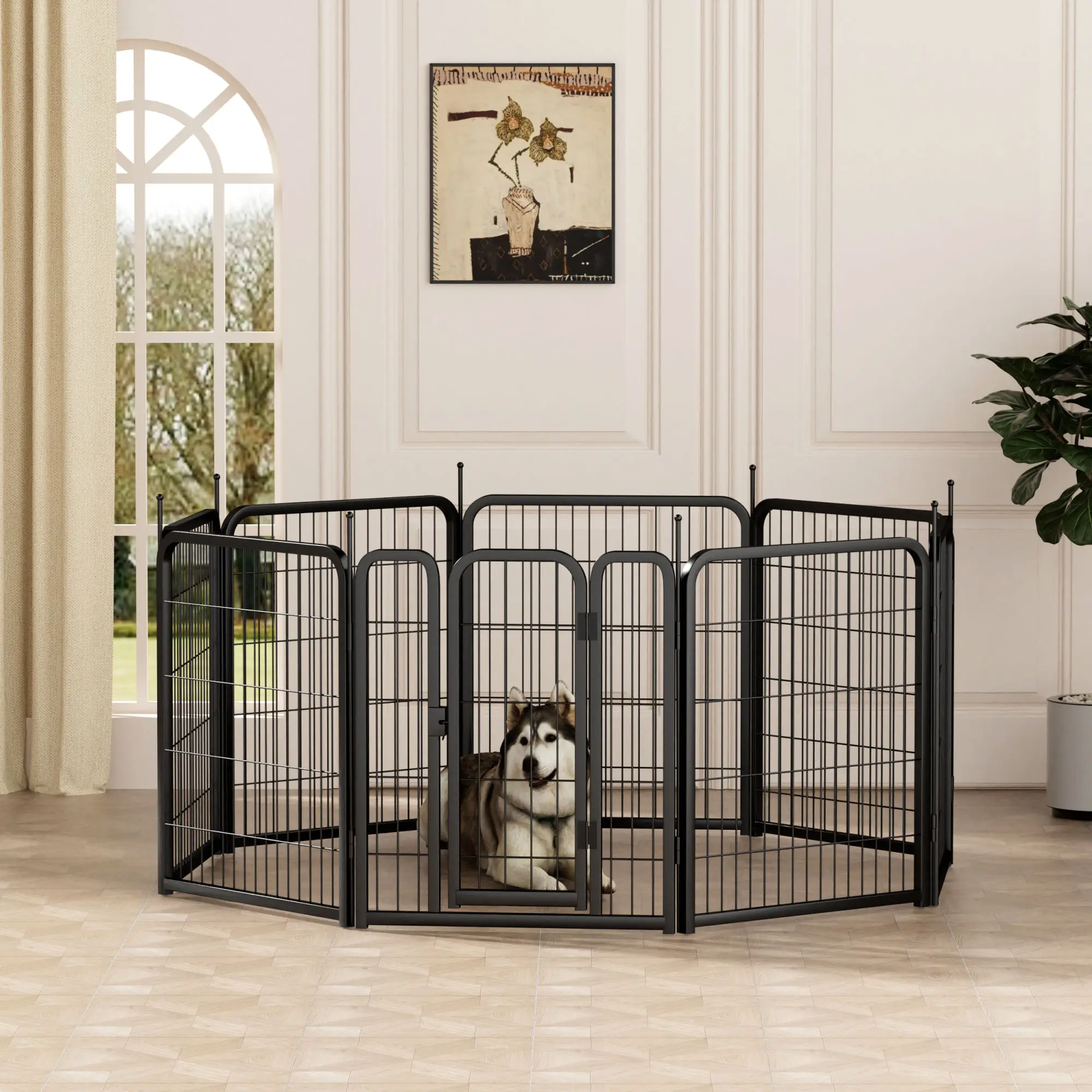 

Dog Playpen Outdoor, 8 Panel Dog Fence 31.'' Pet Pen for Small Dogs Pet Exercise Pen for Puppy/Rabbit/Small Animals Portable