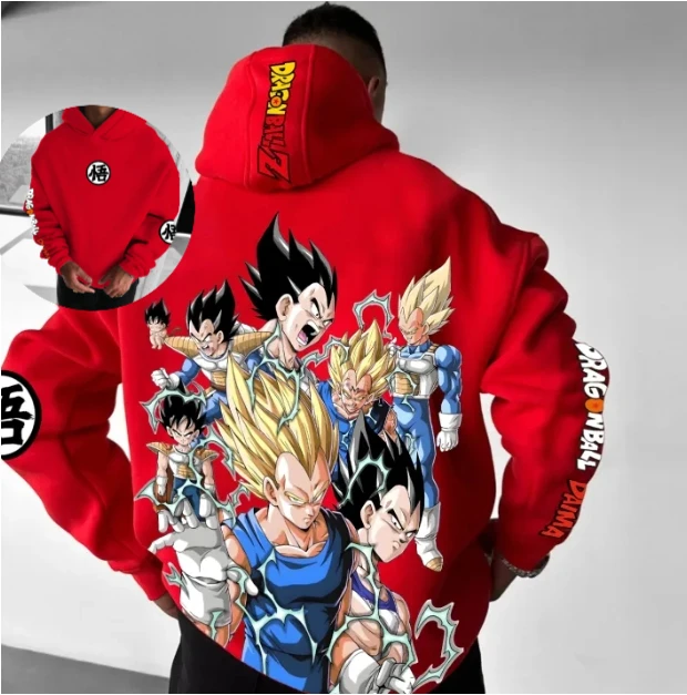 2025 Nuovo autunno e inverno Felpa con cappuccio casual da uomo Dragon Ball Felpa con cappuccio da uomo Sport da uomo traspirante Moda Street Felpa con cappuccio
