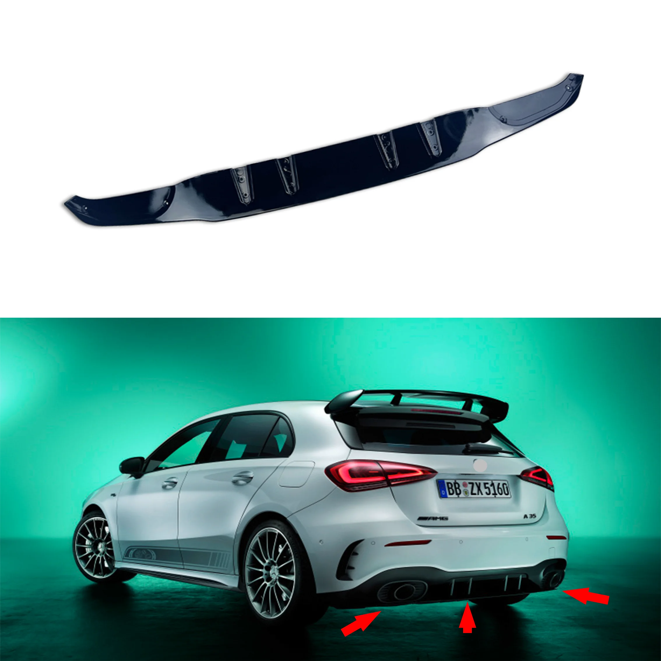 

Glossy Black Car Styling Rear Bumper Lip Diffuser Spoiler Splitter For Mercedes Benz W177 AMG Hatchback Sedan A35 A45 2019-2024