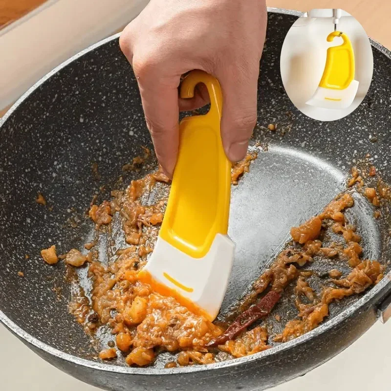 Silicone Pan Scraper Spatula Kitchen Scraper Soft Blade Scraper Non Stick Gentle on Cookware Versatile Kitchen Cleaning Tool