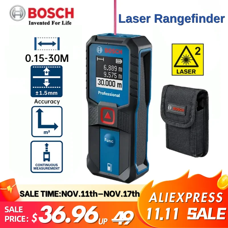 

Bosch Laser Rangefinder 30M Distance GLM30 Upgraded High Precision Outdoor Measuring Instrument Laser Range Finder Test Tool