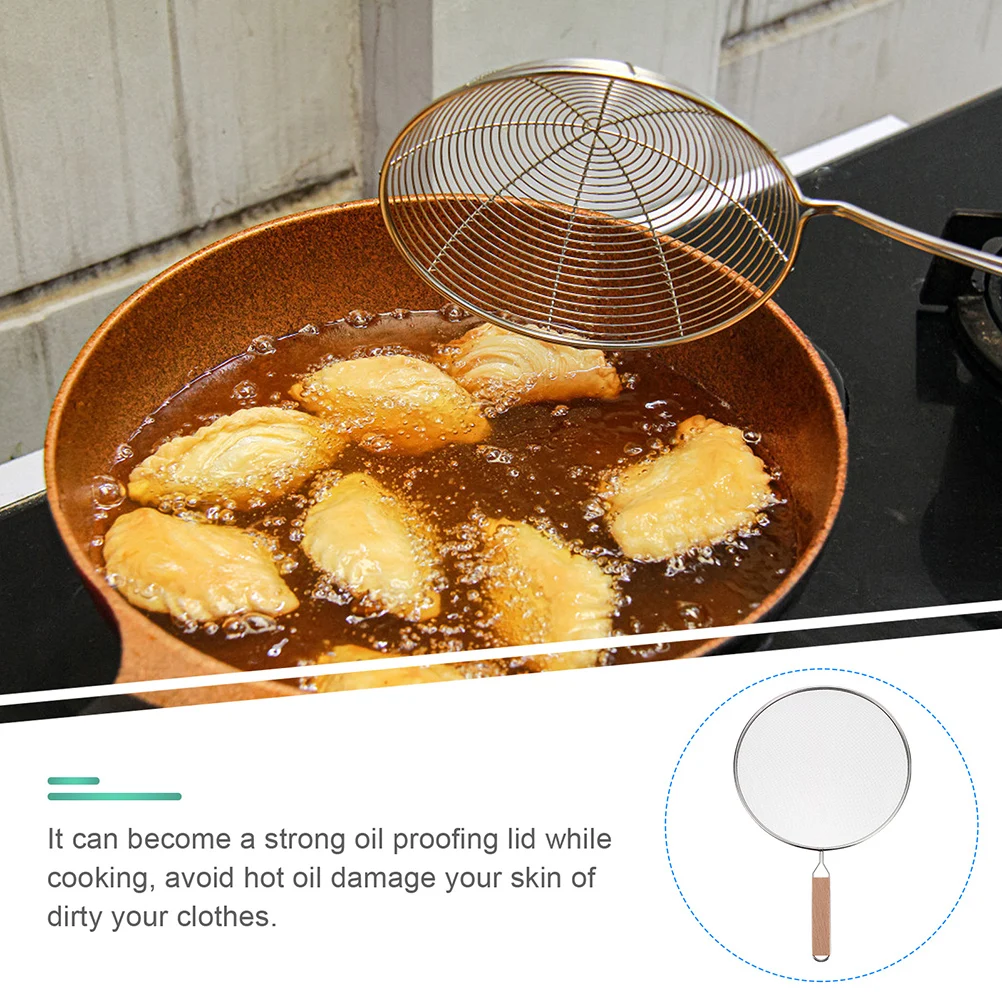 

2Pcs StainlessSteel SplatterScreen LongHandle FineMesh for FryingPan StewPot KitchenAccessories AntiSpatter