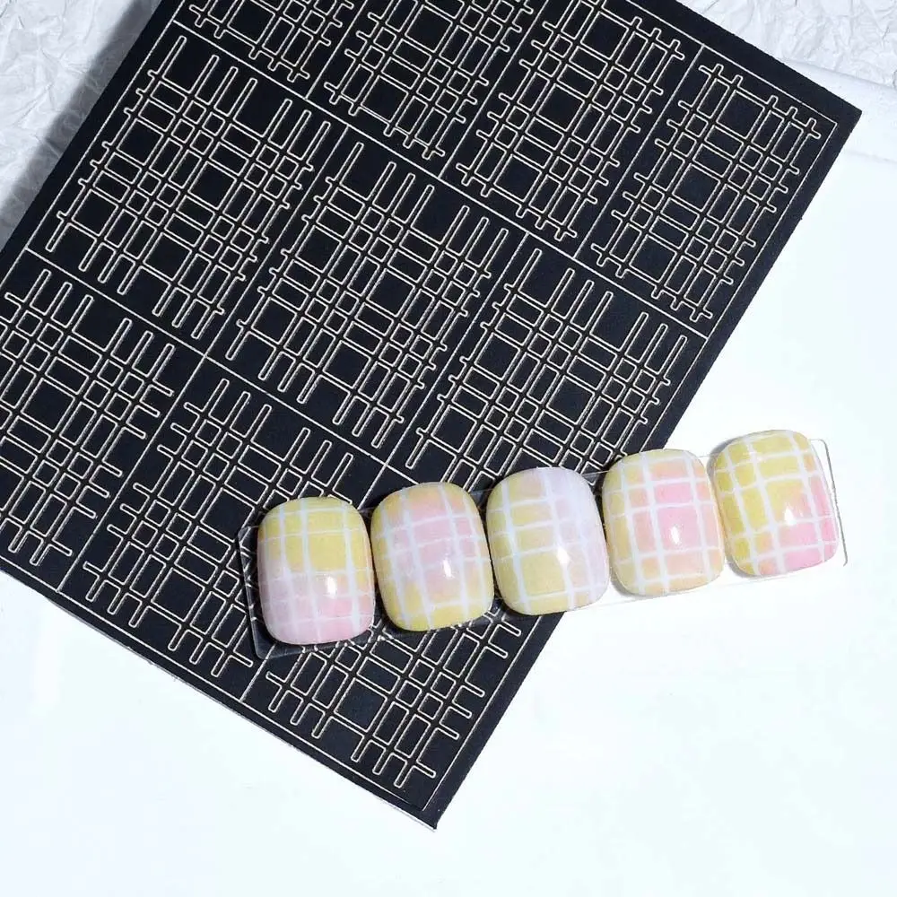 Nail Art Decorations Hollow Spray Nail Stickers Manicure Accessories Checkerboard Plaid Template Nail Decals DIY Nail Art Tools