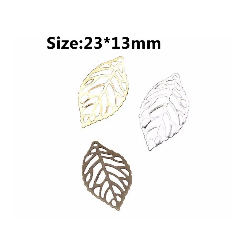 50pcs/lot Big about 22mm Alloy Hollow Out Leaves Shape  Pendant Necklace Bracelet Earring DIY For Jewelry Making Accessories