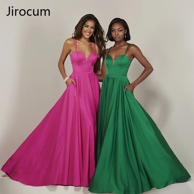 

Jirocum A-Line Evening Dresses Spaghetti Straps Customized Women's Party Gowns for Ball Sexy Cross Back Celebrity Vestido De