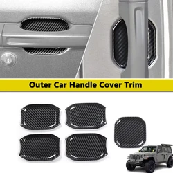 Outer Door Handle Bowl Cover Trim For Jeep Wrangler JL 4XE Gladiator JT 2018-2024 2/4Door Carbon Fibre Exterior Part Accessories