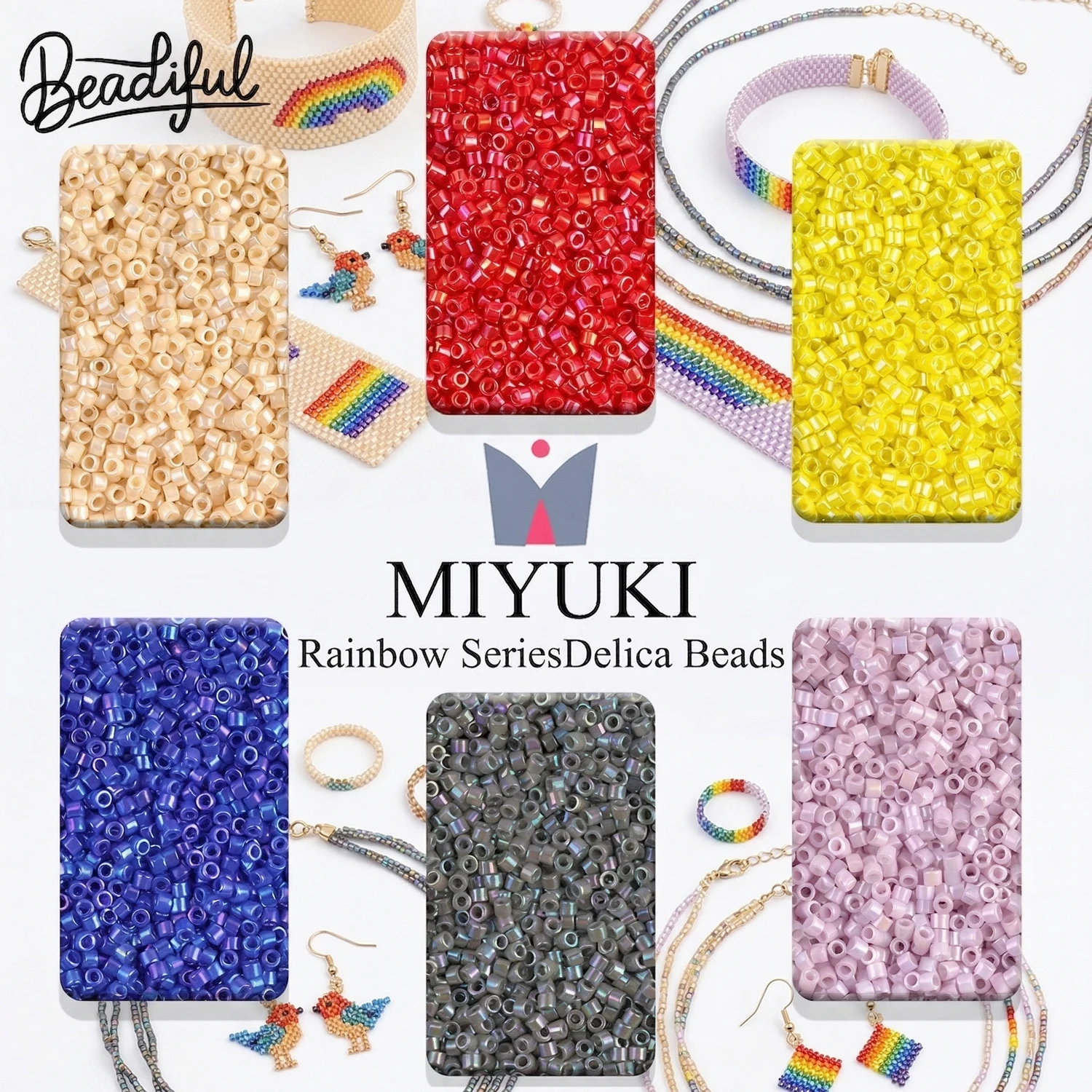 

BEADIFUL 10g/2000pcs MIYUKI DELICA BEADS 11/0 - Luster Rainbow Series Japan Glass Seed Beads for DIY Loom Weaving & Jewelry