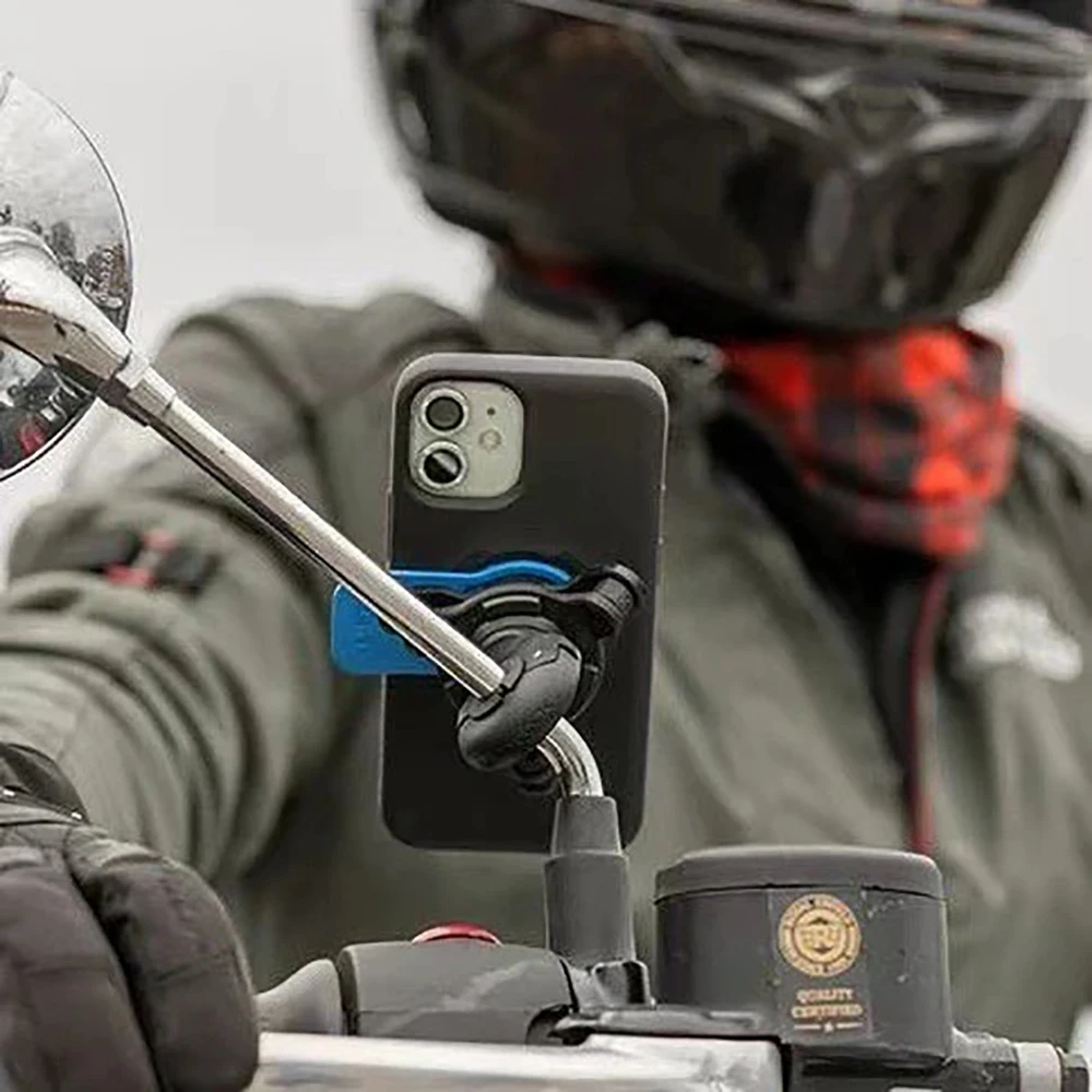 Soporte de teléfono para motocicleta a prueba de golpes con Clip de liberación rápida Quades soporte de bloqueo retrovisor para espejo de motocicleta para navegación en bicicleta