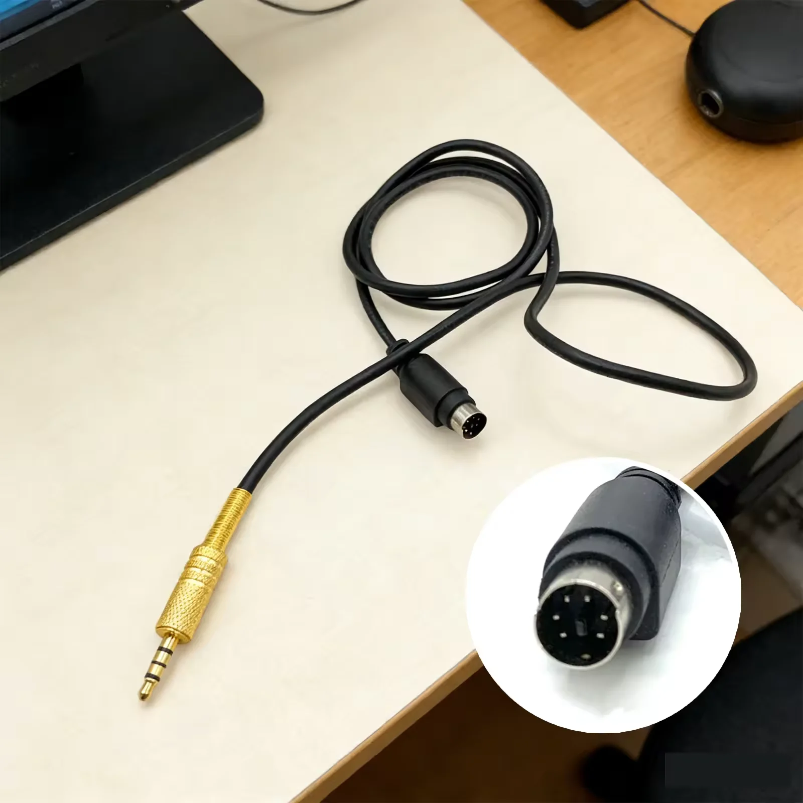 Mini DIN6 to 3.5mm Radio Sound Card PTT Audio Cable for YAESU FT‑891 FT‑857 FT‑817 FT‑991 FT‑450D