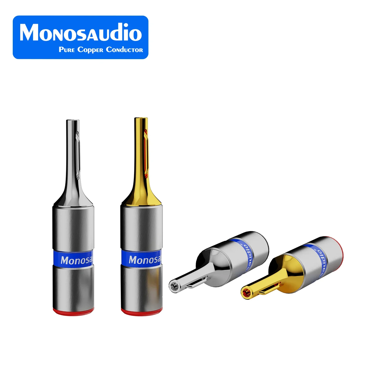 Monosaudio Audiophile Banana Plug High End Pure Copper Rhodium/Gold Plated B806R/G Terminal Jack Speaker Cable Connector Plug