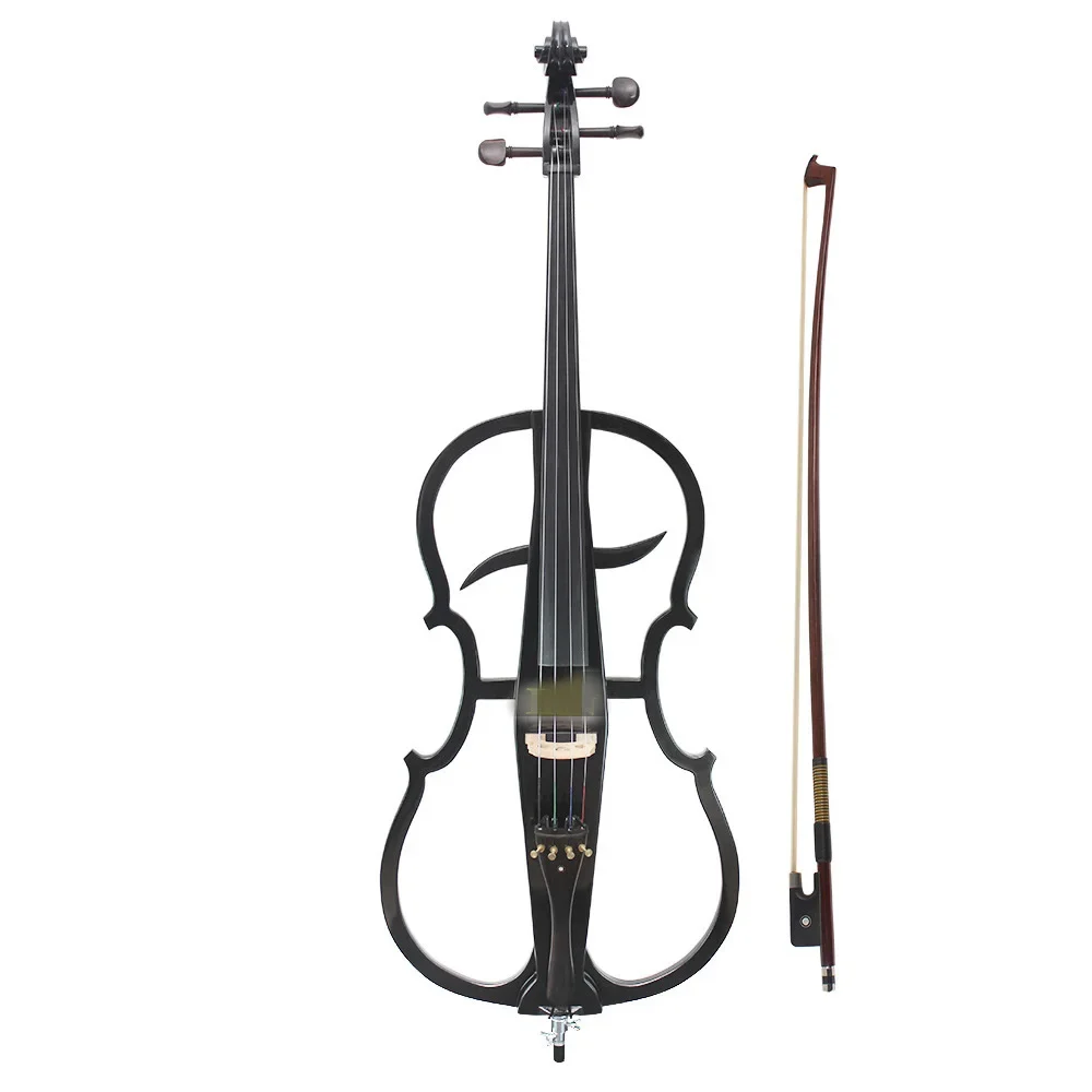 High-Grade 4/4 Black Electric Electroacoustic Cello Violin Maple Back/Side High-Grade Performance