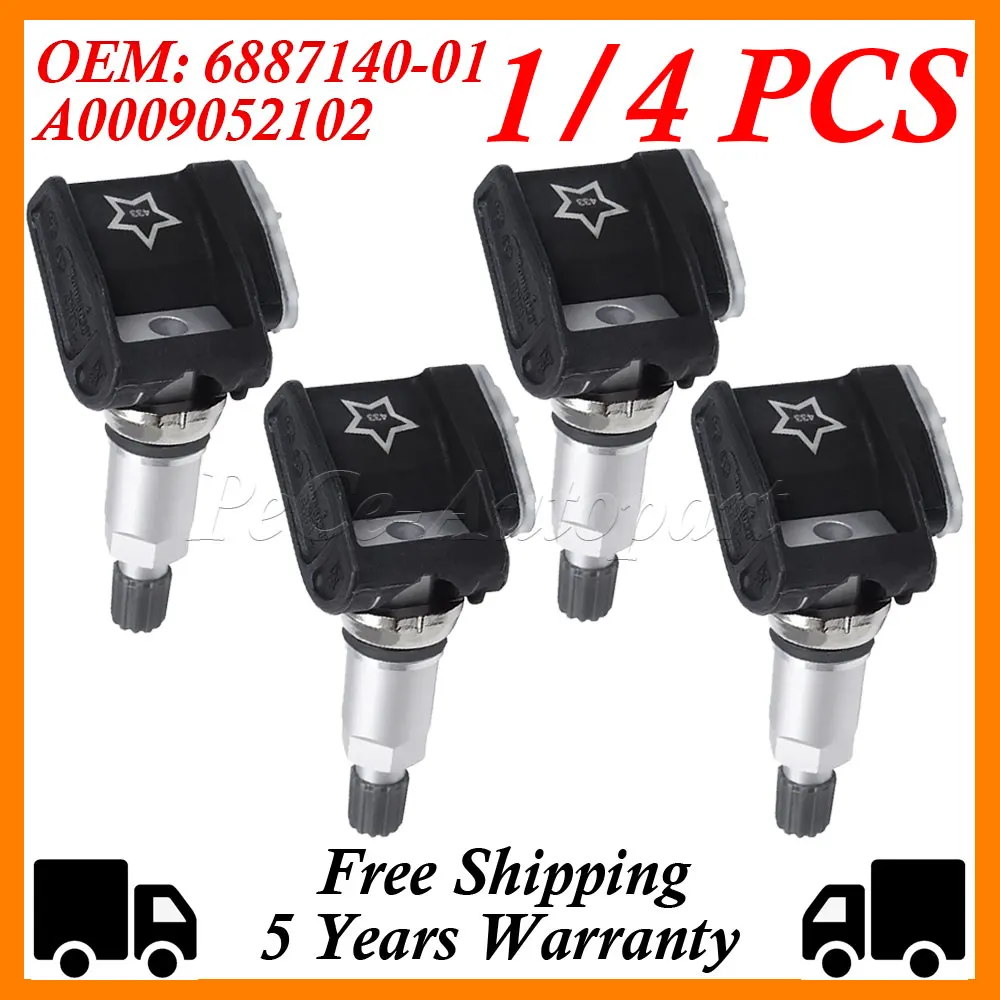 1/4PCS A0009052102 TPMS Tire Pressure Sensor 433MHz For Mercedes-Benz VS30 W177 W247 W213 BMW G30 G20 6887140-01 36106887147