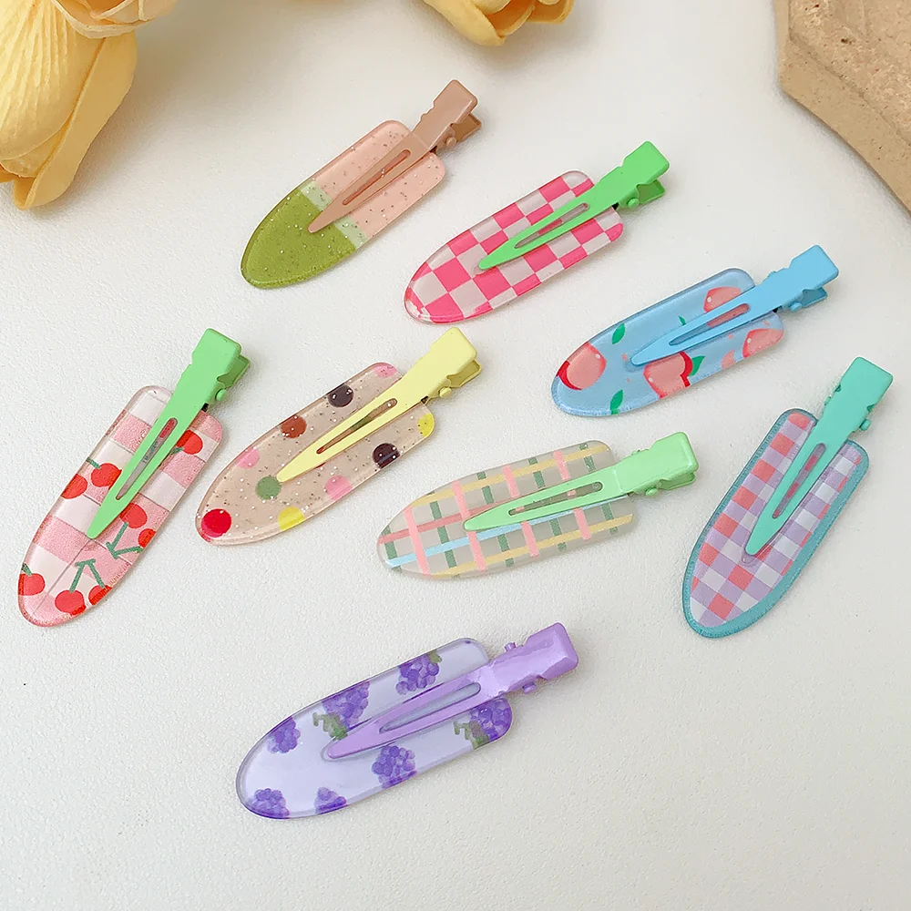 4/8-Pack Transparent Glitter Hair Clips, Macaron Side Bangs 