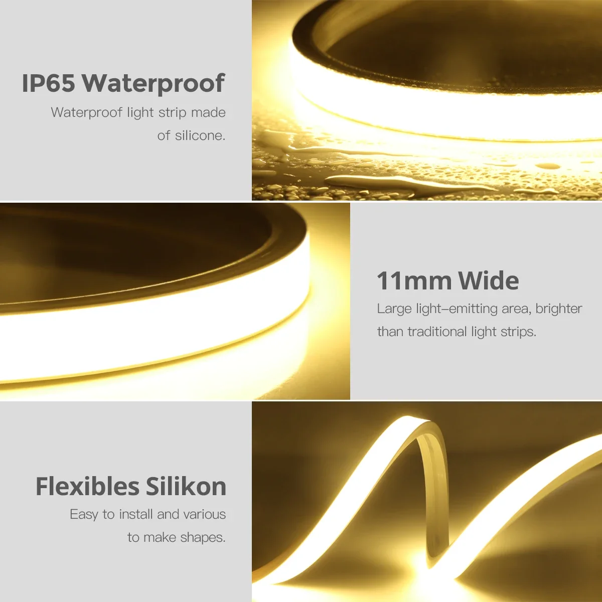 5V USB COB LED Neon Strip, Silicone Gel Tube High Bright With Touch Control Stepless Dimming, Waterproof for Home Kitchen Decor