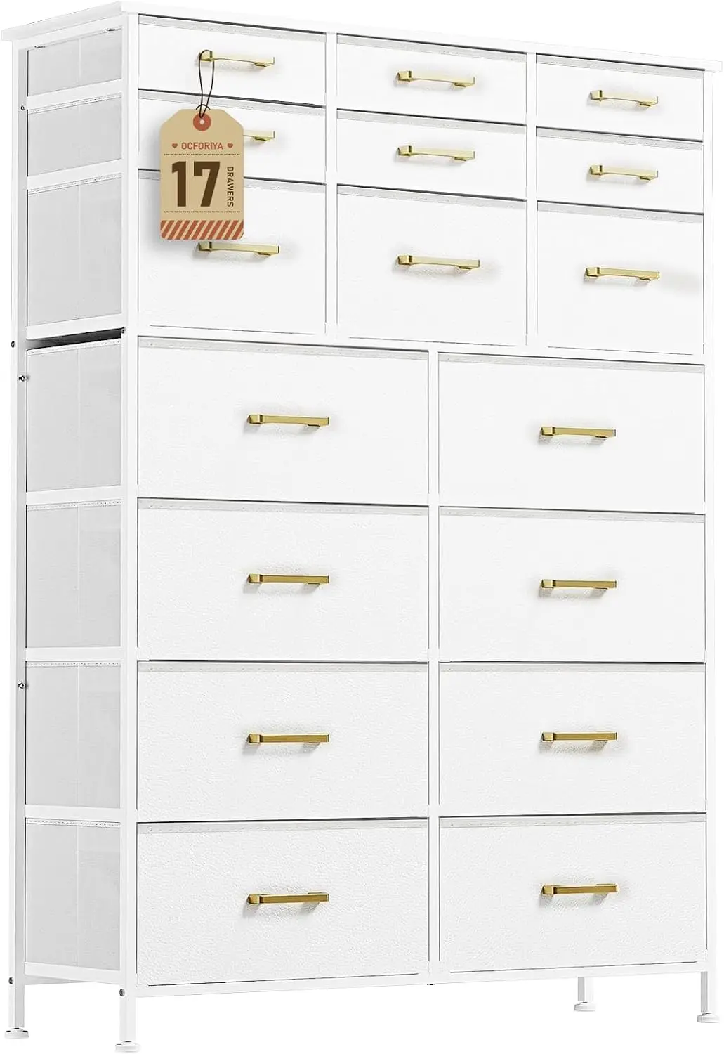 Tall Dressers for Bedroom with 17 Drawers Dresser for Bedroom Chest of Drawers for Bedroom Faux Leather Front Tall White Dresser