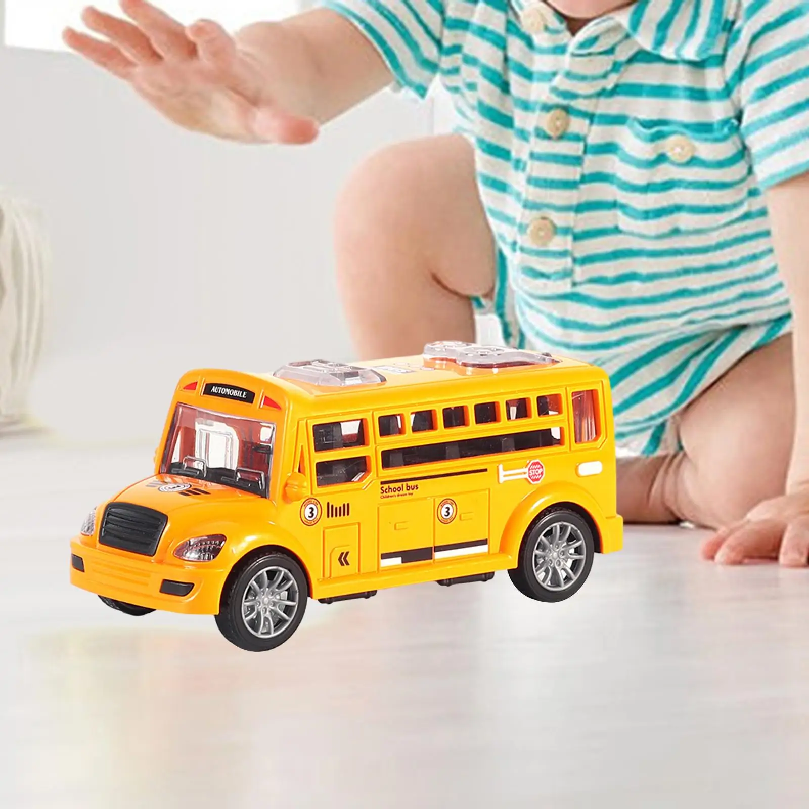 5x School Bus Toy Model Pull Back Bus Children's Car Toy Inertia Car Preschool Kids Birthday Gift