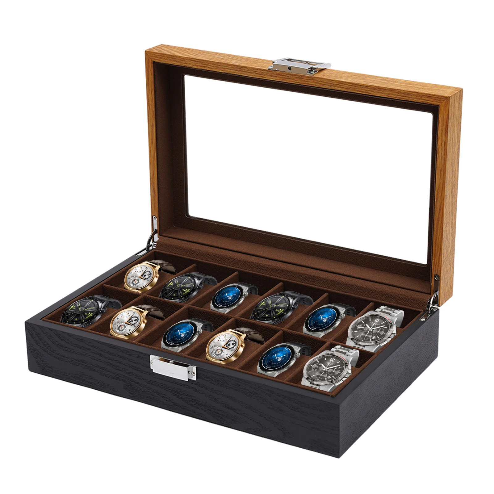 

12/10-Slots Two-Tone Watch Box: Stylish and Functional Storage for Your Timepieces with a Modern Design