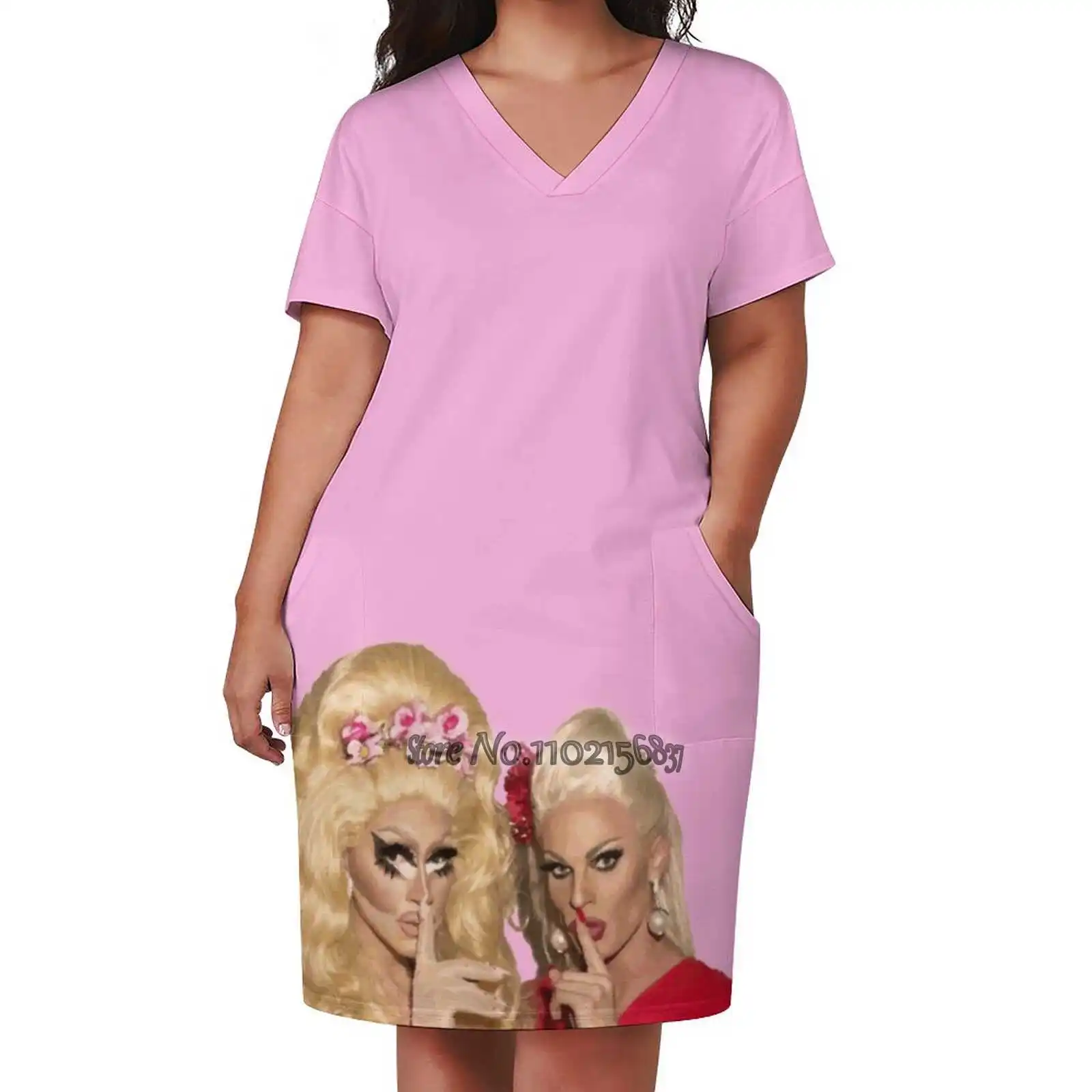 Shh - Trixie And Katya Elegant Fashion V-Neck A-Line Skirt Comfortable High Quality Women Clothing Dress Ru Pauls Drag Race