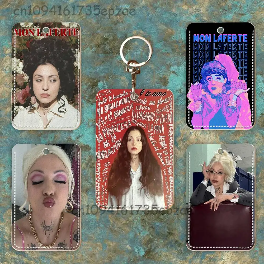 M-Mon L-Laferte Étui porte-cartes en cuir PU de qualité supérieure avec mousqueton en métal, design personnalisable pour un usage quotidien