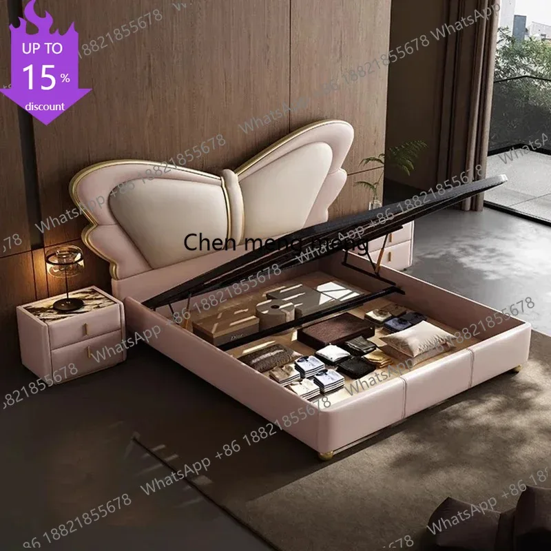 B182 Princess Sleeping Bed Platform Leather Castle Girls Massage Bed Design Human Dog Loft Frame Letto Matrimoniale Trendy Furni
